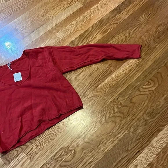 NWT Free People Harmony Cashmere V Sweater in Red. Size Small - Picture 9 of 15